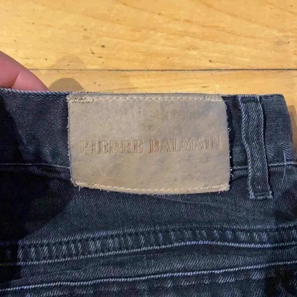 Balmain black moto jeans
